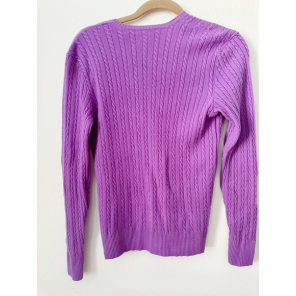 Ralph Lauren Golf Cashmere Cable-Knit Cotton V-Neck Sweater Purple S - Picture 3 of 5